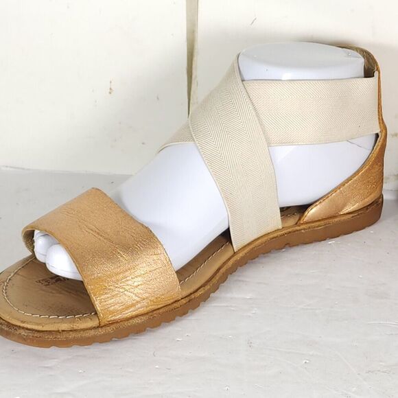 Sorel Women's Ella US8 Natural Rose Gold Leather Crisscross Strap Flat Sandals - Picture 8 of 16